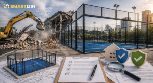 Ilustrasi pembongkaran lapangan padel di Jakarta akibat tidak memiliki izin PBG dan SLF